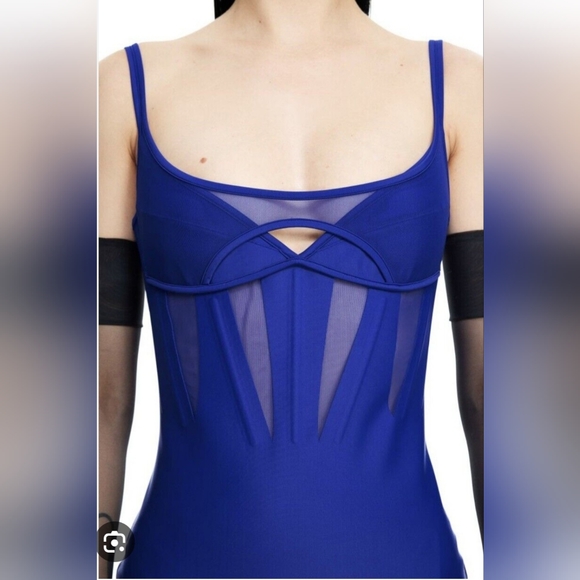 NWT HM X Mugler Corset-style Mesh-paneled Mini Dress, H&M sz XS, Small - Picture 3 of 6
